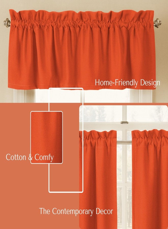 Native Fab 3 Piece Window Curtain Tiers 26"x36" and Valance 54"x18" Set - Rod Pocket - Semi Sheer - Short Curtain for Kitchen, Cafe, Living Room - Orange - Image 3